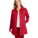 Plus Size Women's Long Denim Jacket by Jessica London in Classic Red (Size 18 W) Tunic Length Jean Jacket