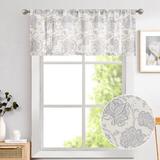 Jinchan Tie Up Valance Curtains For Windows Textured Adjustable Tie-up Shade For Kitchen Rod Pocket Medallion Design Rustic Jacobean Floral Prin | Wayfair