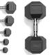 Gallant Hex Dumbbells Pair - Rubber-Coated Chrome Handle Hexagonal Cast Iron Dumbbell Weights - Heavy Duty Weights Dumbbells set for Bodybuilding Fitness Training Home Gym Equipment - 20kg pair