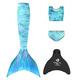 Planet Mermaid Kids Deluxe Set Vivid Colour Mermaid Tail Swimming Costume for Girls. Includes Swimming Aid Magic Fin, Tail, Crop Top & Briefs. Sea Star, Age 8-9