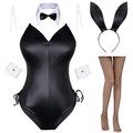 Womens Bunny Girl Sakurajima Mai Cosplay Costume One Piece Bodysuit Stockings Set - black - S