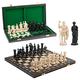 Black & White Edition Chess Set 40cm / 16" Wooden Board/Plastic PIeces. Chess sets are designed to evoke the appearance of a medieval, spartan and vikings army. (Spartans)