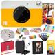 KODAK Printomatic Instant Camera (Gelb) Komplettpaket + Zinkpapier (20 Blatt) + Luxusetui + Fotoalbum + 7 Aufklebersätze + Marker + Scheren + Randaufkleber und mehr