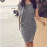 Athleta Dresses | Athleta Draped Asymmetrical Crew Dress Sz Small | Color: Gray | Size: S