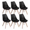 Lot de 6 Chaises design contemporain nordique scandinave - pieds en bois de hêtre massif - Noir