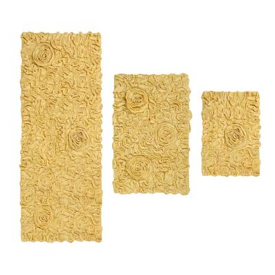 Bell Flower 3 Piece Bath Rug Collection by Home Weavers Inc in Yellow