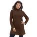 Plus Size Women's Mockneck Ultimate Tunic by Roaman's in Chocolate (Size S) 100% Cotton Mock Turtleneck