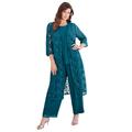 Plus Size Women's Three-Piece Lace Duster & Pant Suit by Roaman's in Deep Teal (Size 30 W) Duster, Tank, Formal Evening Wide Leg Trousers