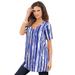 Plus Size Women's Studded Tie-Dye Tunic by Roaman's in Cool Watercolor Stripe (Size M) Long Shirt