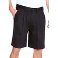 Men's Big & Tall Wrinkle-Free Expandable Waist Pleat Front Shorts by KingSize in Black (Size 42)