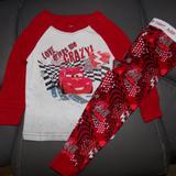 Disney Pajamas | Disney Cars Love Drives Me Crazy 2 Pc Pajamas New | Color: Red/White | Size: 12mb