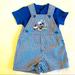 Disney Matching Sets | Disney Baby Shirt + Short Overall Set 0-3 Mo. Nwot | Color: Blue/White | Size: 0-3mb