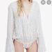 Free People Tops | Free People Bell Sleeve Polka Dot Bodysuit | Color: Blue/White | Size: M