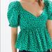 Urban Outfitters Tops | Green Polka Dot Urban Top | Color: Black/Green | Size: M