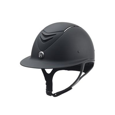 One K Avance Wide Brim Chrome Stripe Helmet - XS - Black Matte - Round Fit - Smartpak