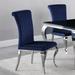 Cabriole Design Stainless Steel with Ink Blue Velvet Dining Chairs (Set of 4)