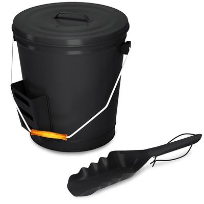 4.75 Gallon Black Ash Bucket with Lid and Shovel-Essential Tools by Home-Complete