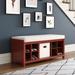 John Louis Home Solid Wood Entryway Bench with 8 Shoe Cubbies Mahogany