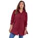 Plus Size Women's Kate Tunic Big Shirt by Roaman's in Dark Cherry (Size 44 W) Button Down Tunic Shirt