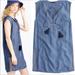 J. Crew Dresses | J. Crew, Sleeveless Tassel Beach Tunic Chambray S | Color: Blue/Silver | Size: S