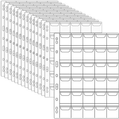 15 Sheets 8 x 11 in Plastic Coin Pocket Pages Clear Coin Collecting Supplies - 8" x 11"