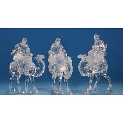 6 Icy Crystal Religious Christmas Kings on Camels Nativity Figures 12"
