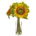 Nearly Natural 12-inch Sunflower Artificial Arrangement in Vase