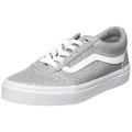 Vans Girl's Ward Sneaker, Party Glitter Silver White, 2 UK