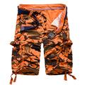 ROSEUNION Mens Military Casual Slim Fit Cotton Solid Multi-Pocket Cargo Camouflage Color Shorts Sports Shorts 30-38 (34, Orange Camouflage)