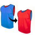 Reversible Training Bibs Pack of 10 Football Hockey Netball Outdoor Sports Activity Double Sided Junior Youth Adult Sizes Unisex T-Shirts Mesh Jersey (Royal Blue/Red, Junior (7 to 12 years old))
