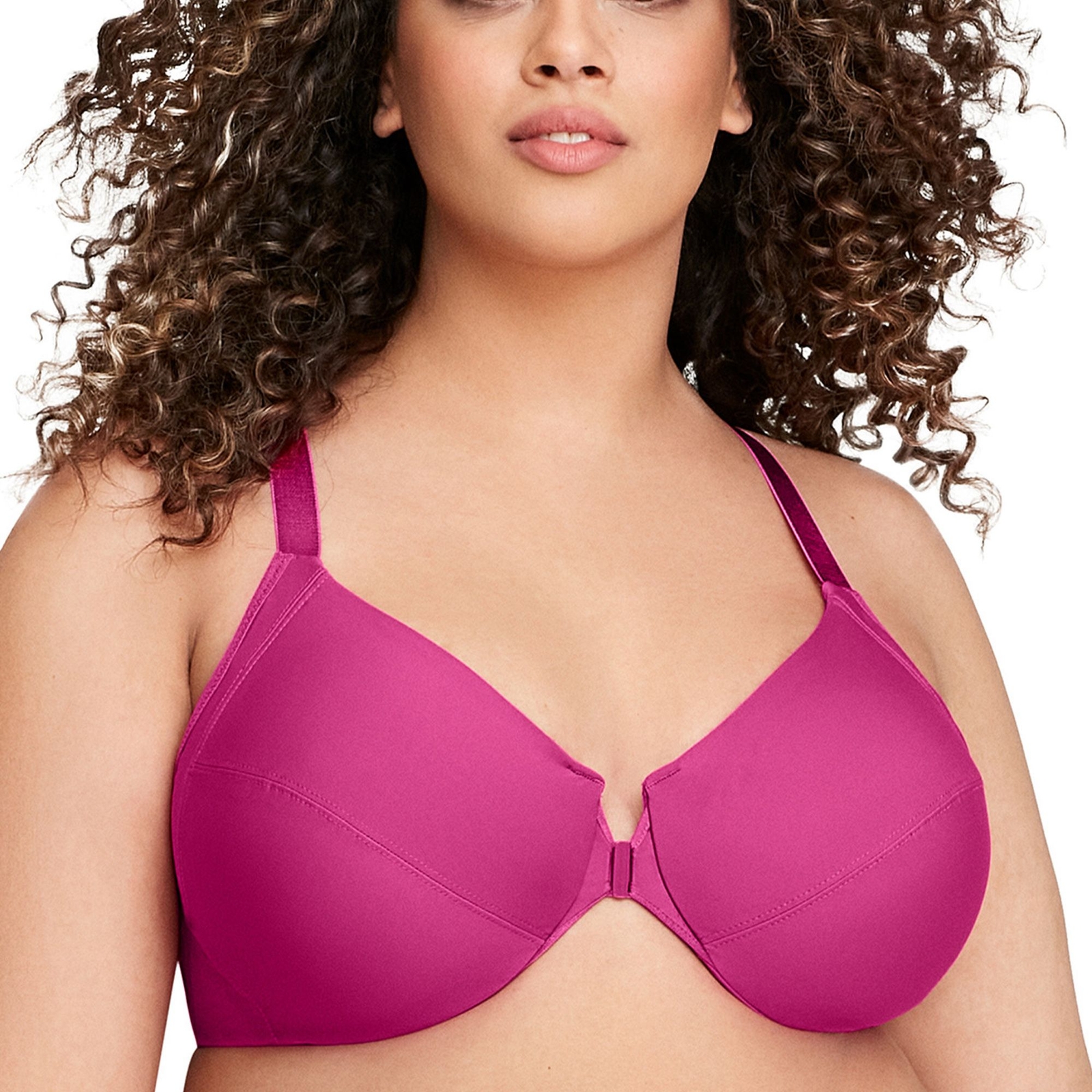 Glamorise Wonderwire Front-Close Smoothing Bra (Size 36-C) Berry, Elastine,Nylon,Polyester