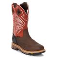 Justin Original Workboots Roughneck 12" WP Square Steel Toe - Mens 15 Brown Boot E2