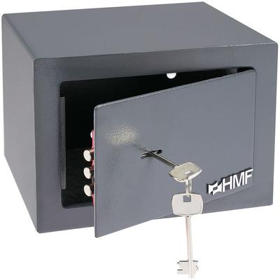 HMF - 49216-11 Möbeltresor Doppelbartschloss, Safe Tresor klein mit Schlüssel, 23 x 17 x 17 cm,