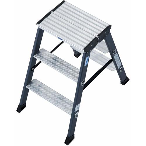 Monto Stufen-DoppelLeiter SePro d eloxiert 2×3 Stufen – Krause