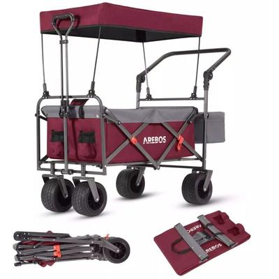 Arebos - Bollerwagen faltbar mit Dach Luxus Handwagen Faltwagen Transportwagen xxl Tasche klappbar Image