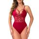 Buitifo Damen Sexy Body EIN Stück Babydoll Dessous Spitze Teddy Negligee(Red,L)