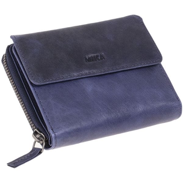 MIKA Damengeldbörse Hochformat mit separatem Münzfach blau, 13x10x2.5 cm Image