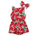 ARDYAL JELLY Baby Girls Summer Sleeveless Fruit Print Romper+Bowknot Headband