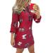 Ladies Sexy Long Sleeve V Neck Winter Dresses Women Casual Slim Puff Sleeve Tunic Short Dress Plus Size Oversized Holiday Vintage Party Mini A-Line Shirt Dress
