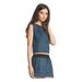 KIIND OF $59 Womens New 8297 Green Blue Zip Neck Sleeveless Vest Top M B+B