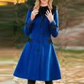Women Solid Patchwork Plush Removable CollarPockets Long Sleeve Jacket Long Coat