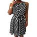 Womens Halter Neck Midi Dress Polka Dot Ruffle Boho Swing Party Summer Midi Dresses