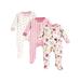 Touched by Nature Newborn Baby Girls Organic Cotton Sleep 'N Play Footie Pajamas, 3-pack