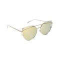 Inner Vision Cat Eye Aviator Metal Frame Cross Bar Sunglasses, Flat Polarized Lens for Women, Revo 100% UV Protection With Case - Gold Frame, Gold Lens