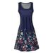 Sexy Dance Summer Casual Floral Dresses For Lady Boho Crew Neck Loose Holiday Midi Dress Ladies A line Swing Casual Baggy Tank Sundress Plus Size
