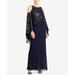 Lauren Ralph Lauren Womens Sequin Overlay Cold Shoulder Gown