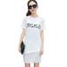 Summer O-Neck Long T-Shirt Dress Women Patchwork Print Dresses Short Sleeve Casual Loose Streetwear Sundress