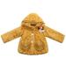 Richie House Girls' Faux Fur Hooded Jacket with Knit Pockets and Lace Trim RH0789