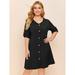 Women's Plus Size Button Front Rolled Sleeve Dress