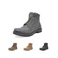 Bruno Marc Men Military Boots Motorcycle Combat Riding Ankle Leather Boots for Men Outdoor Work Boots Engle-01 Grey Size 6.5